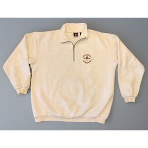 Vintage USA Olympic Brand Fleece Half Zip Pullover Sweatshirt Men's XL Cream